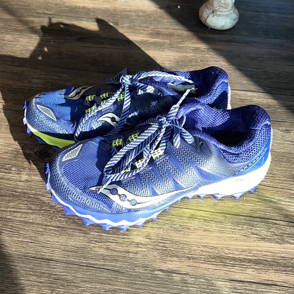 Saucony Women’s Peregrine 7, Blue Citron Size 6.5